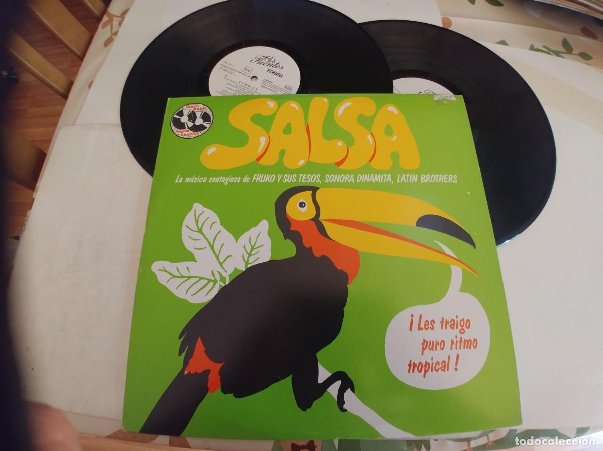 Disques de vinyle: SALSA CUMBIAS-LP DOBLE LES TRAIGO PURO RITMO TROPICAL-BUEN ESTADO