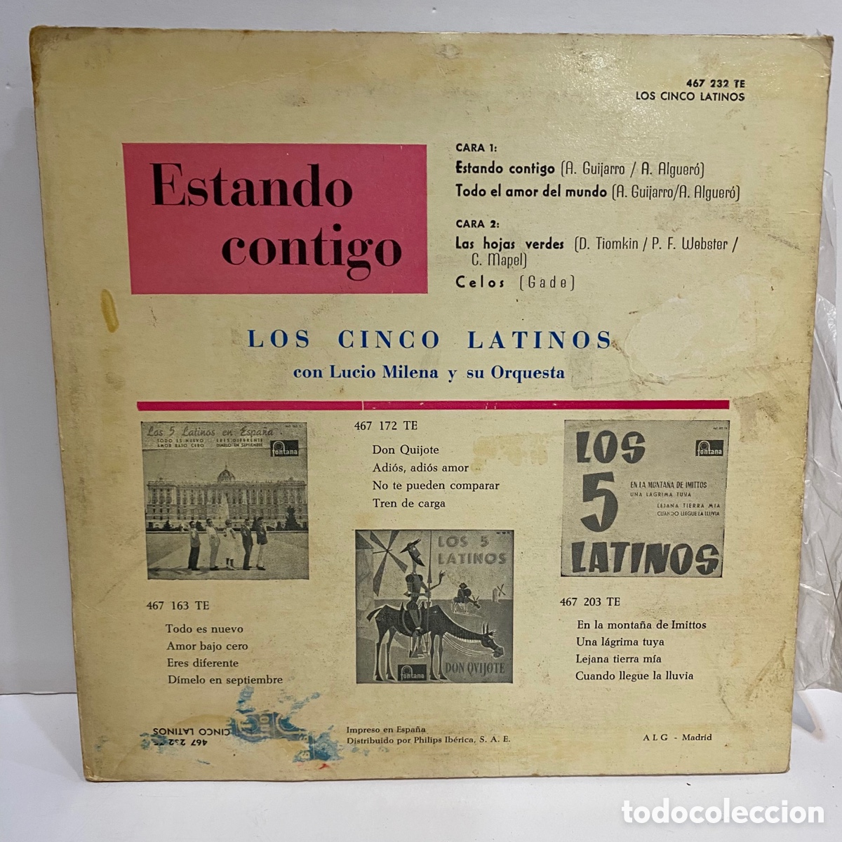 Discos de vinilo: Los Cinco Latinos - Estando Contigo (7&rdquo;, EP) - Foto 2