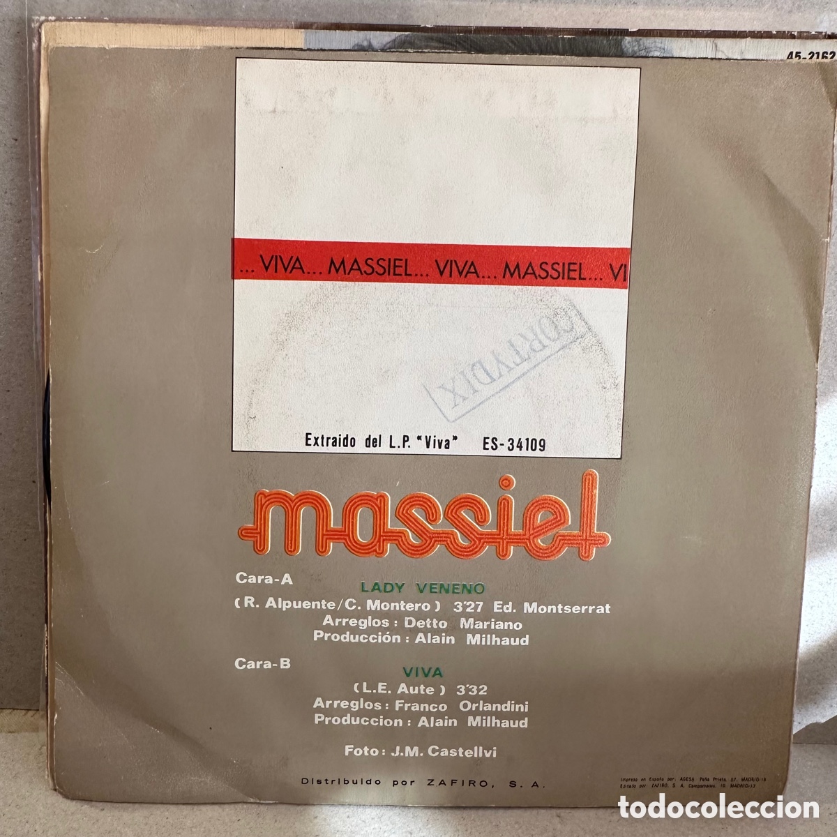 Discos de vinilo: Massiel - Lady Veneno / Viva (7&rdquo;, Single) - Foto 2