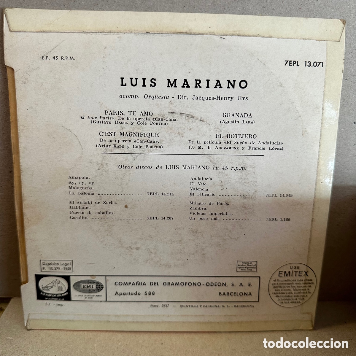 Discos de vinilo: Luis Mariano - Granada (7&rdquo;, EP) - Foto 2