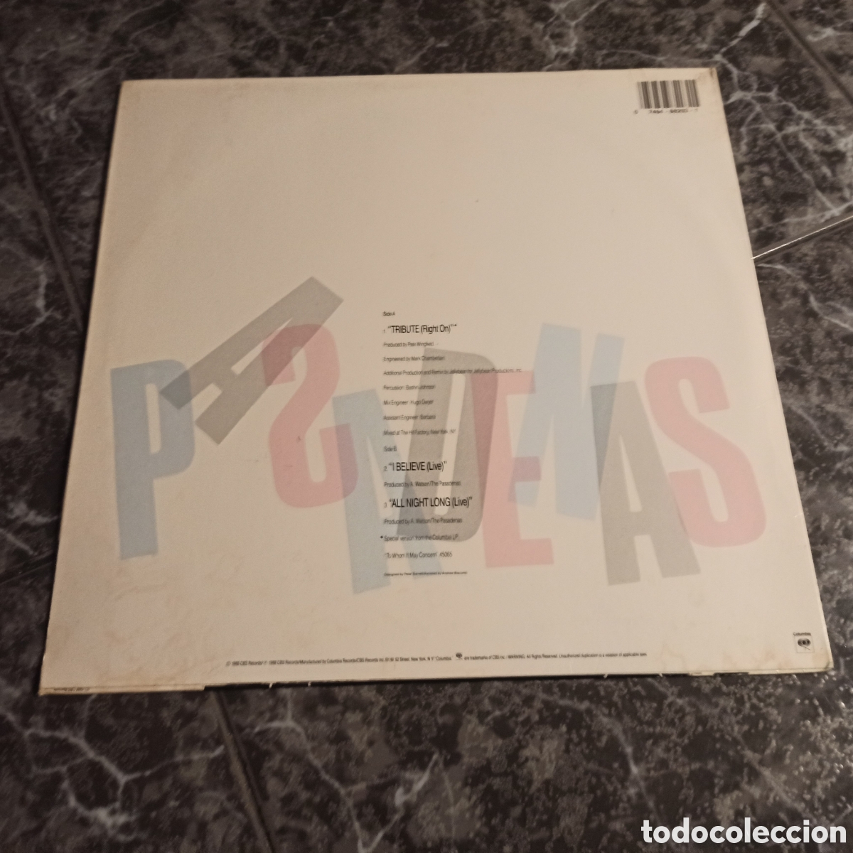 Discos de vinilo: The Pasadenas - Tribute (Right On) (12&rdquo;) - Foto 2