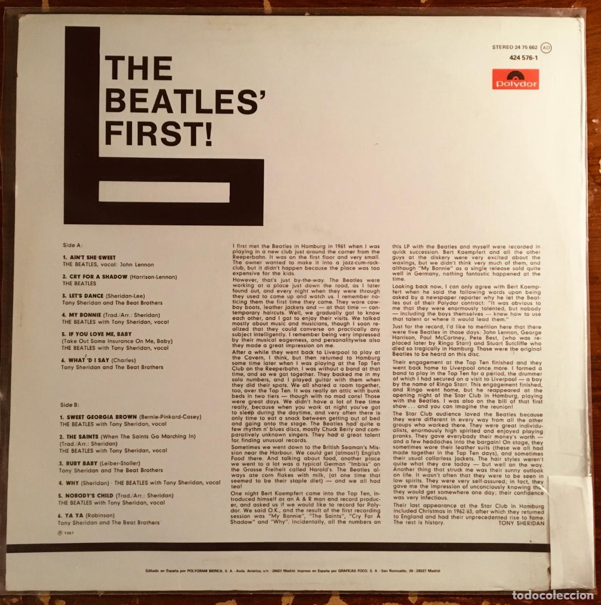 Discos de vinilo: BEATLES FIRST, LP edici&oacute;n espa&ntilde;ola 1989 (polydor) - Foto 2