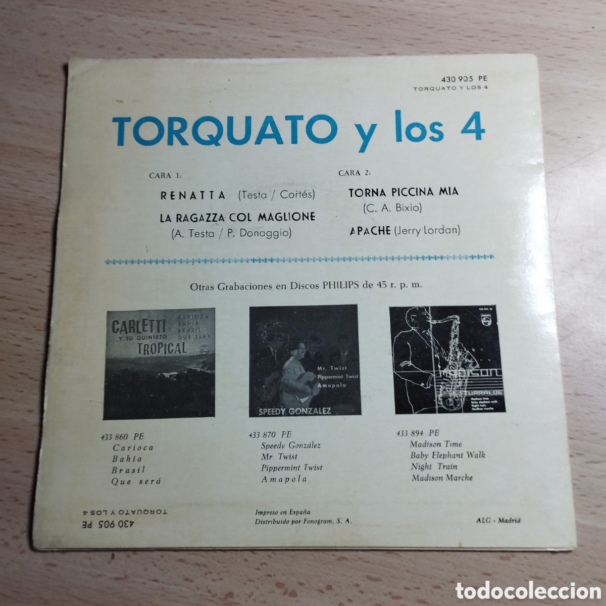 Discos de vinilo: EP 7&rdquo; Torcuato y los 4 1963 Renatta + 3. - Foto 2