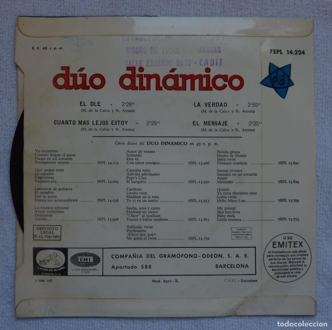 Discos de vinilo: DUO DINAMICO // ELOLE+3 // 1965 // EP - Foto 2