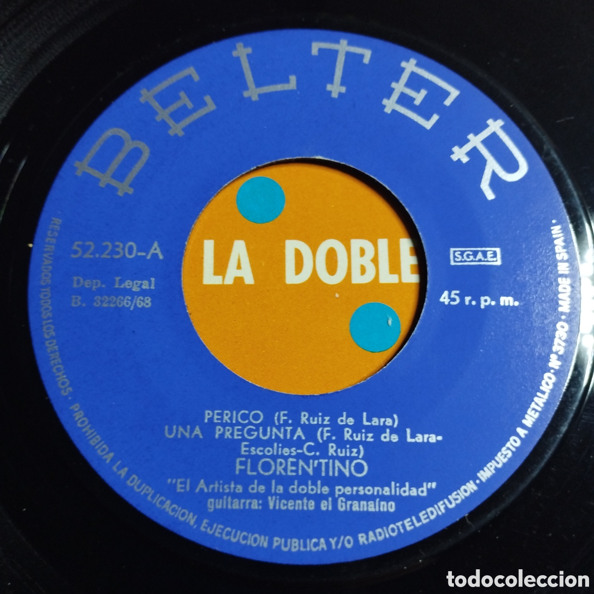 Discos de vinilo: EP 7 FlorenTino 1968 Perico + 3. - Foto 3