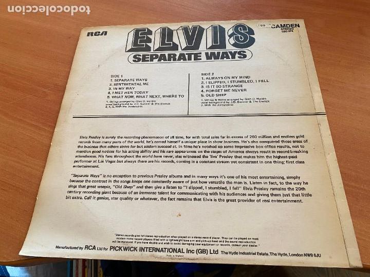 Discos de vinilo: ELVIS PRESLEY (SEPARATE WAYS) LP UK (B-42) - Foto 3