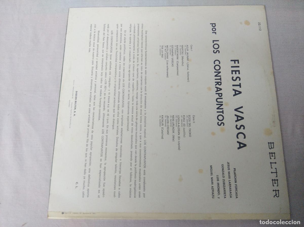 Discos de vinilo: LOS CONTRAPUNTOS/FIESTA VASCA/VINILO. - Foto 3