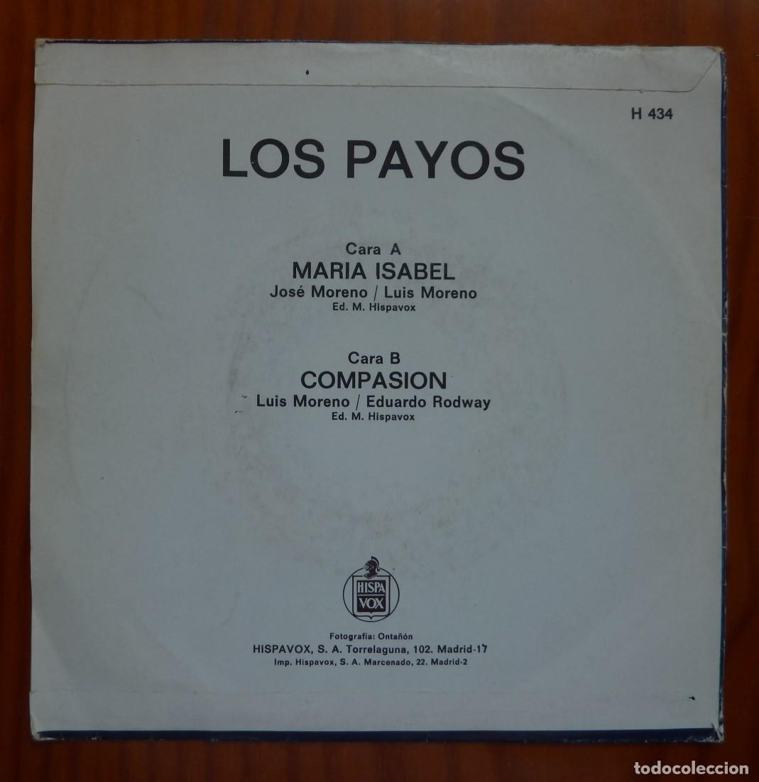 Discos de vinilo: LOS PAYOS // MARIA ISABEL // 1972 // SINGLE - Foto 2