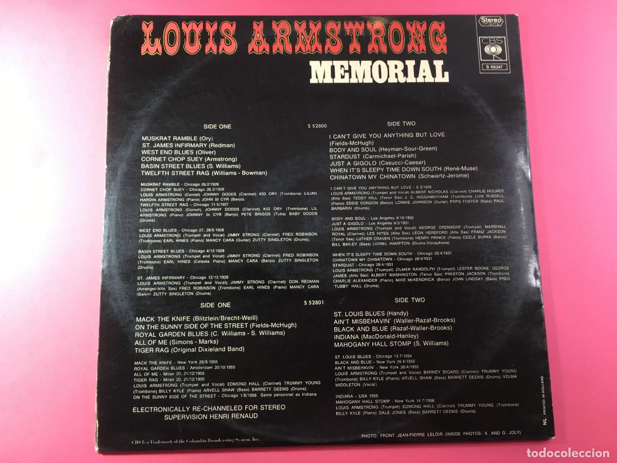 Discos de vinilo: LOUIS ARMSTRONG - MEMORIAL - DOBLE LP HOLANDA 1971 GATEFOLD - Foto 3
