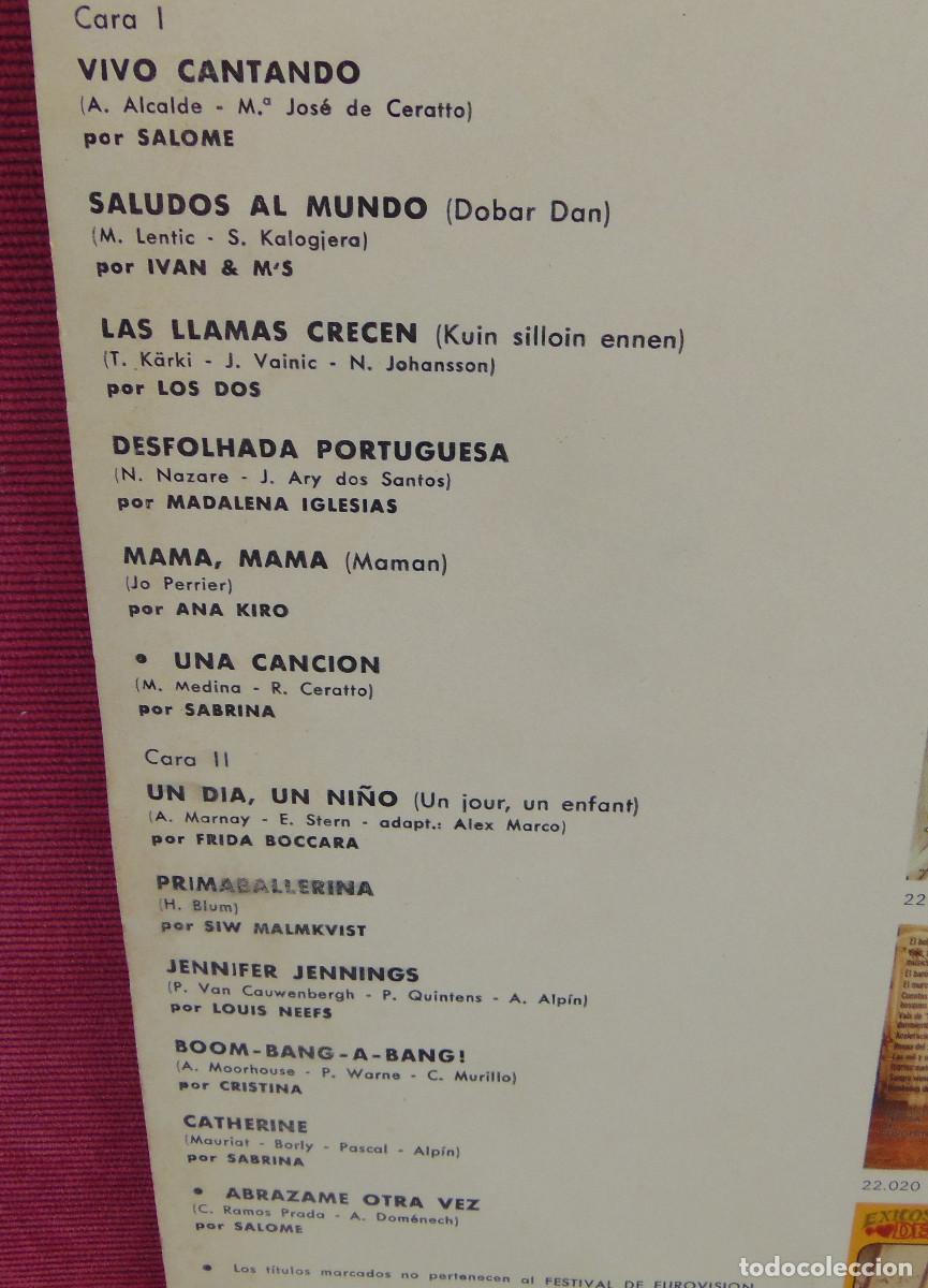 Discos de vinilo: EXITOS DE EUROVISION 69 - LP BELTER - Foto 4