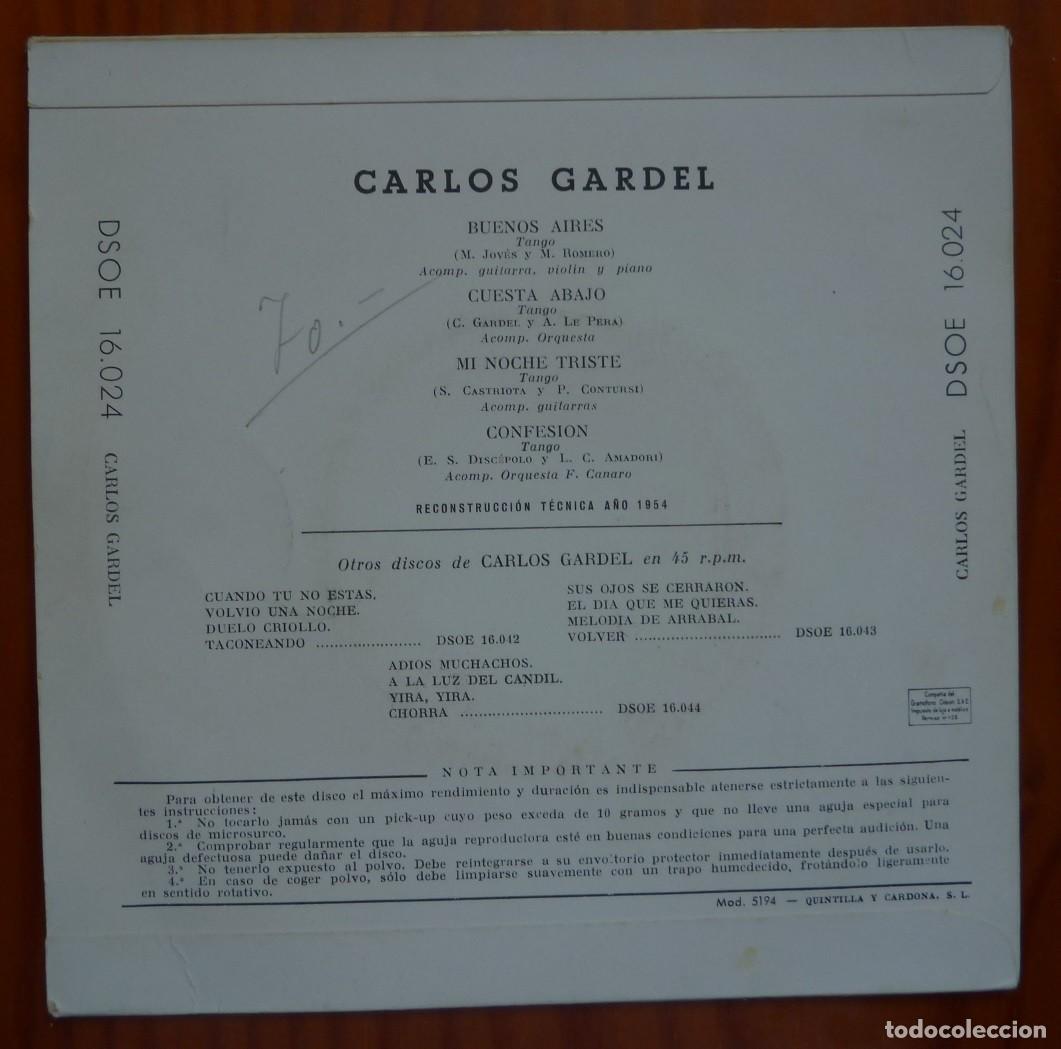 Discos de vinilo: CARLOS GARDEL // BUENOS AIRES+3 // EP - Foto 2