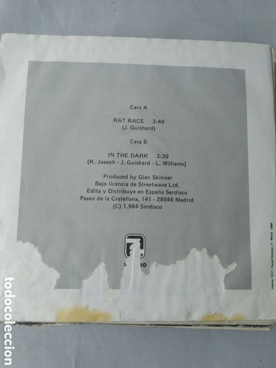 Discos de vinilo: SINGLE HI TENSION. RAT RACE. IN THE DARK - Foto 2