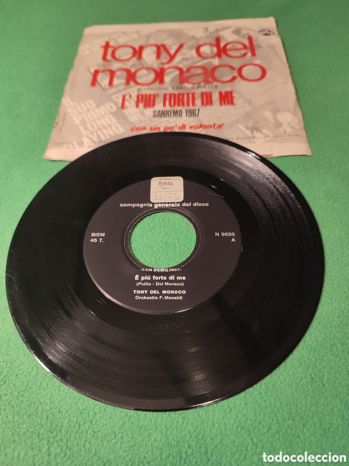 Discos de vinilo: Tony del M&oacute;naco - E piu forte de mi - Foto 2
