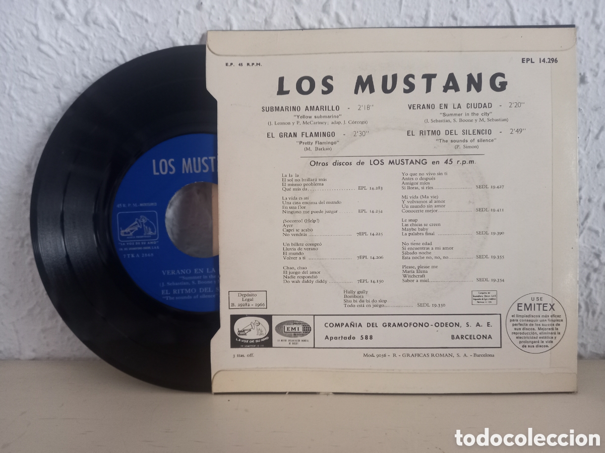 Discos de vinilo: LOS MUSTANG. E.P.L 14296 - Foto 2