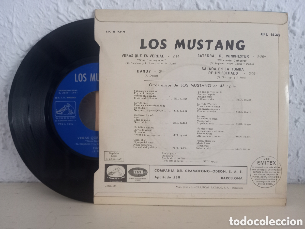 Discos de vinilo: LOS MUSTANG. E.P.L 14327 - Foto 2
