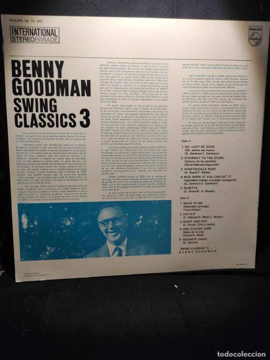 Discos de vinilo: BENNY GOODMAN- SWING CLASSICS 3. VINILO. - Foto 2