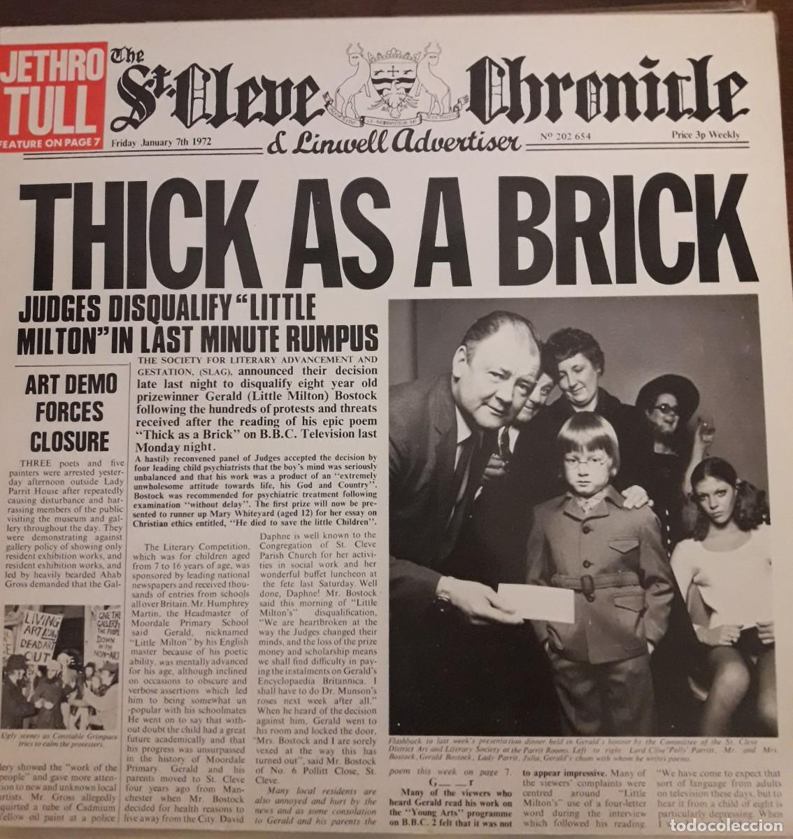 Discos de vinilo: LP Album Jethro Tull &rdquo;Thick as a Brick&rdquo; - Foto 1