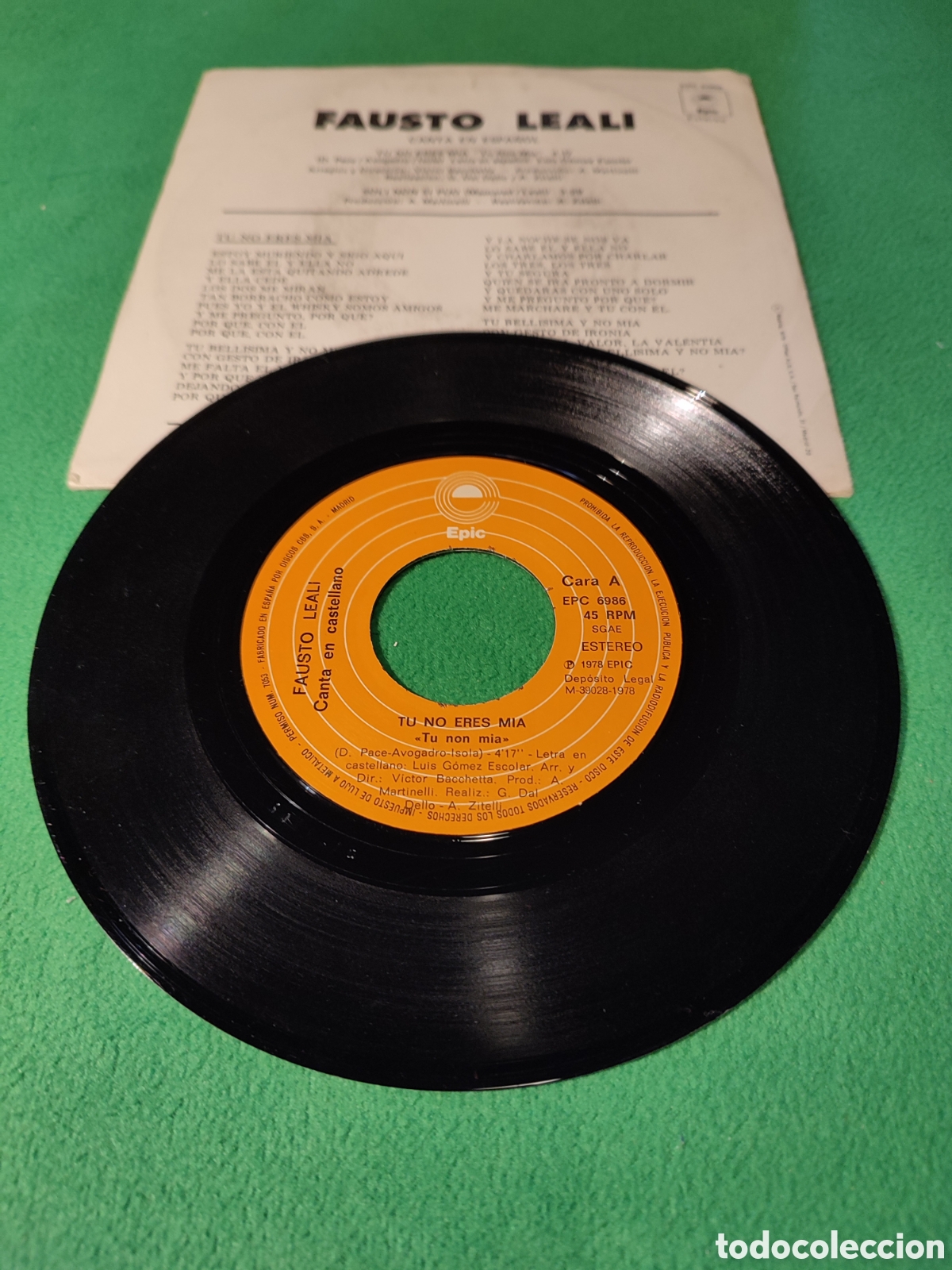Discos de vinilo: Fausto Leali - T&uacute; no eres mia - Foto 2