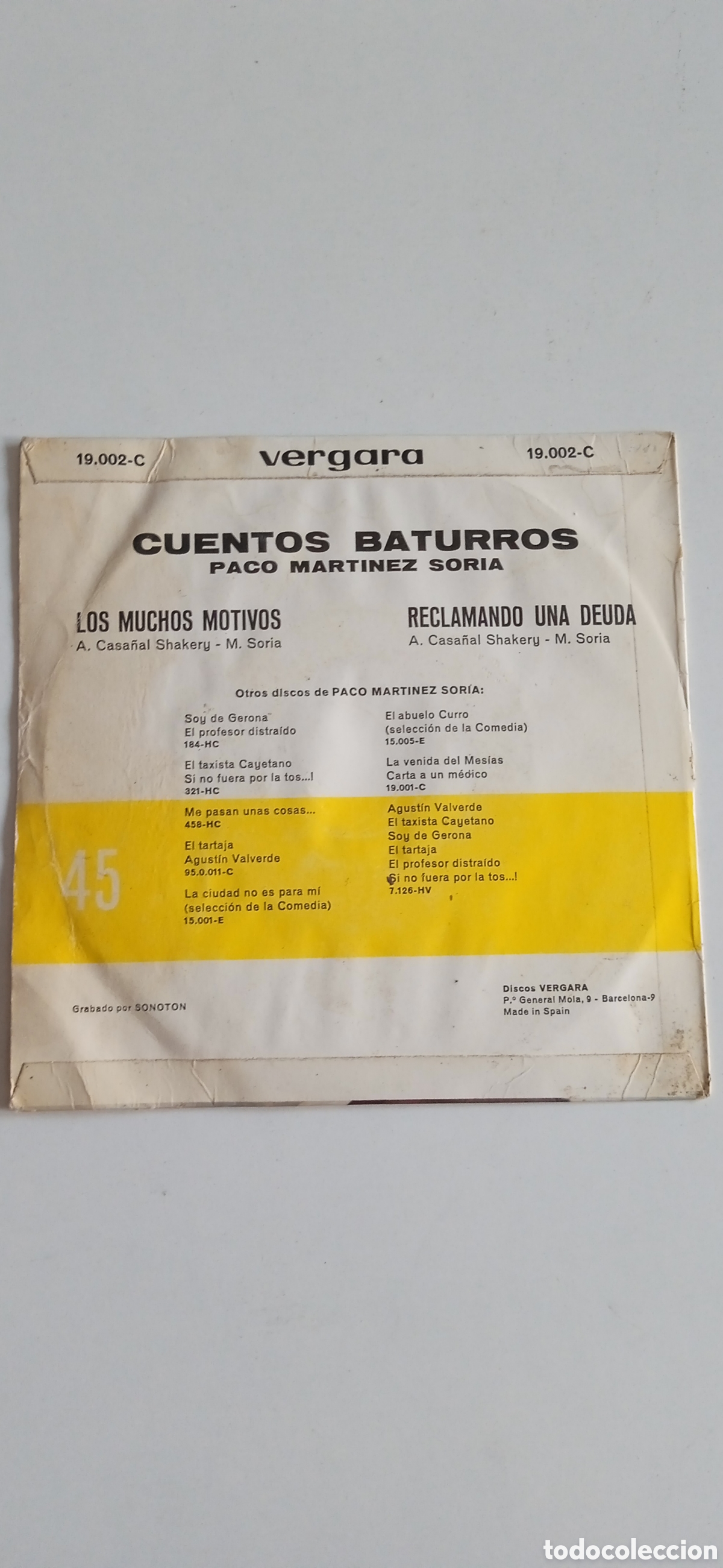 Discos de vinilo: Dos discos singles de vinilo, Paco Mart&iacute;nez Soria - Foto 4