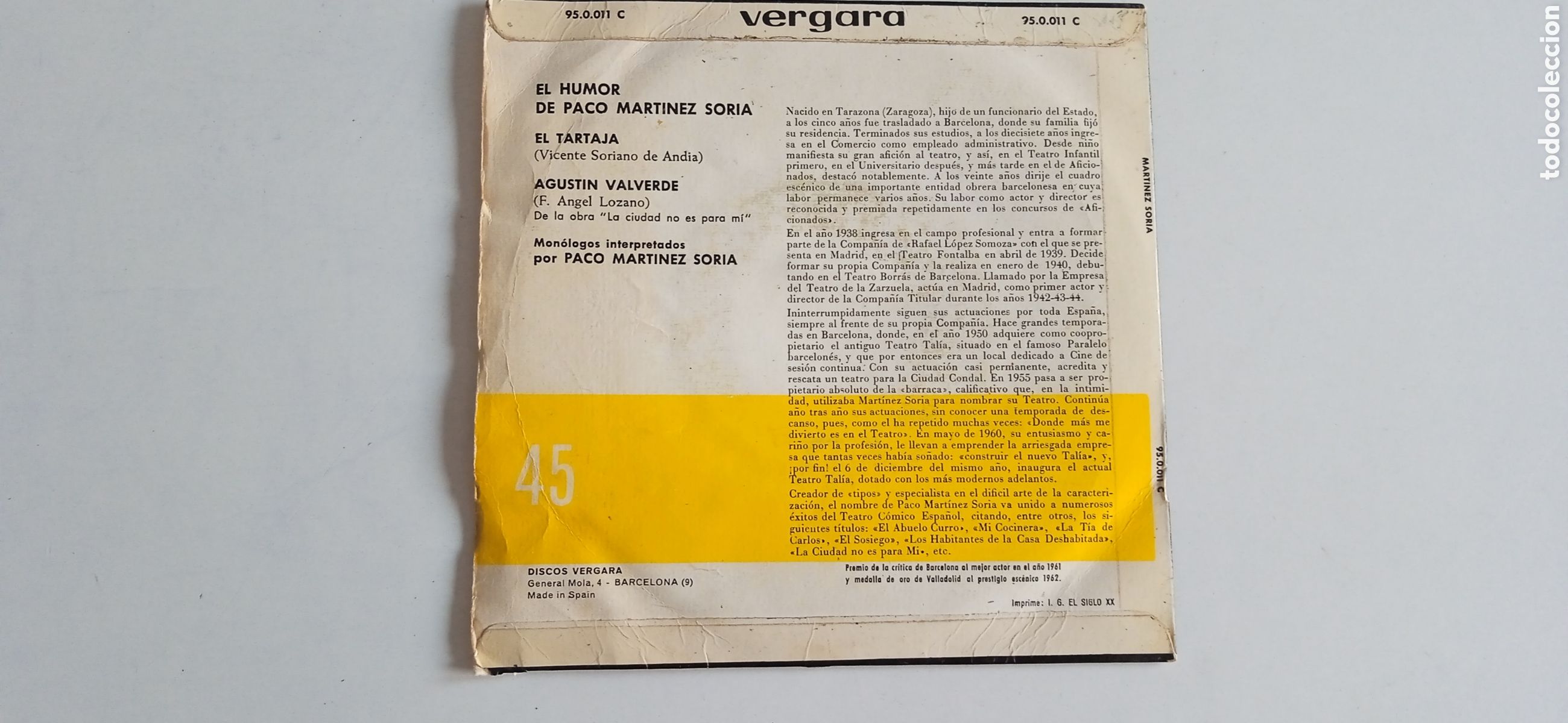 Discos de vinilo: Dos discos singles de vinilo, Paco Mart&iacute;nez Soria - Foto 6