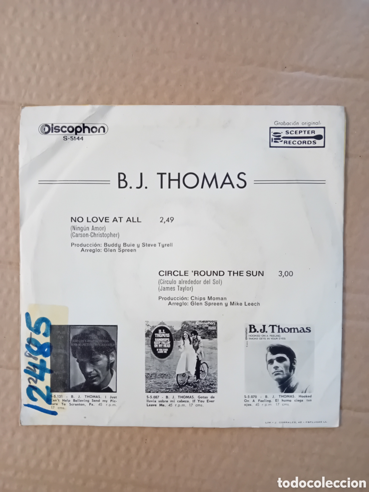 Discos de vinilo: B.J. THOMAS. NOT LOVE AT ALL - Foto 2