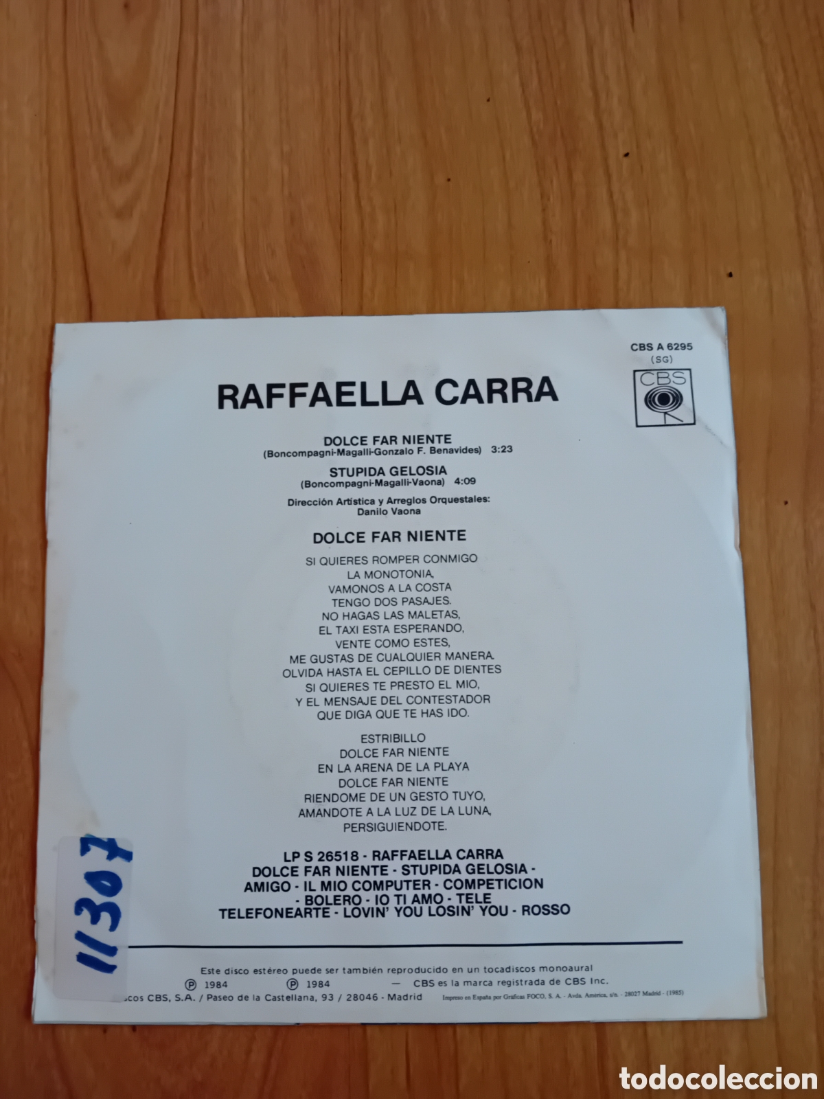 Discos de vinilo: RAFFAELLA CARRA. DOLCE FAR NIENTE - Foto 2