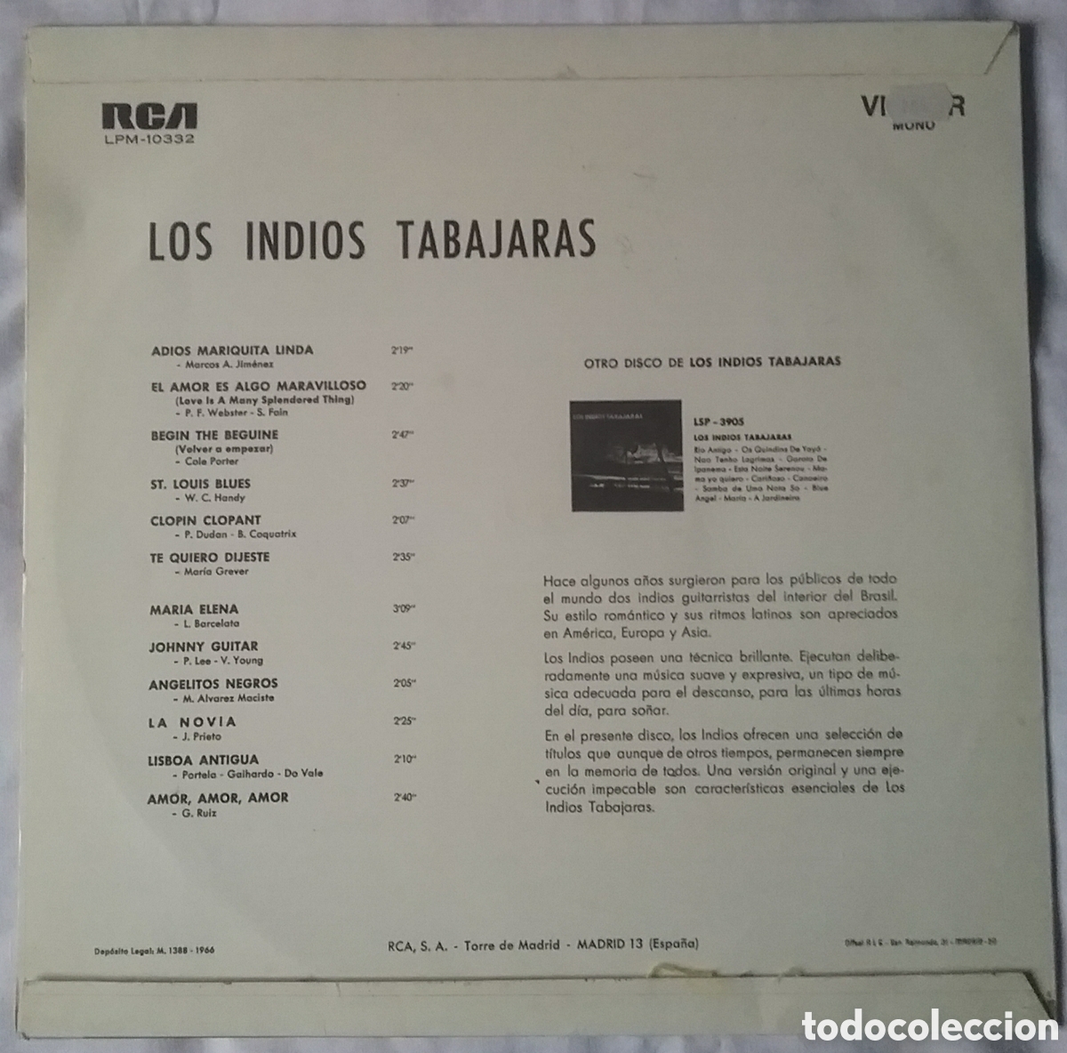 Discos de vinilo: LOS INDIOS TRABAJARAS. LP. RCA. VICTOR. 1966 - Foto 3