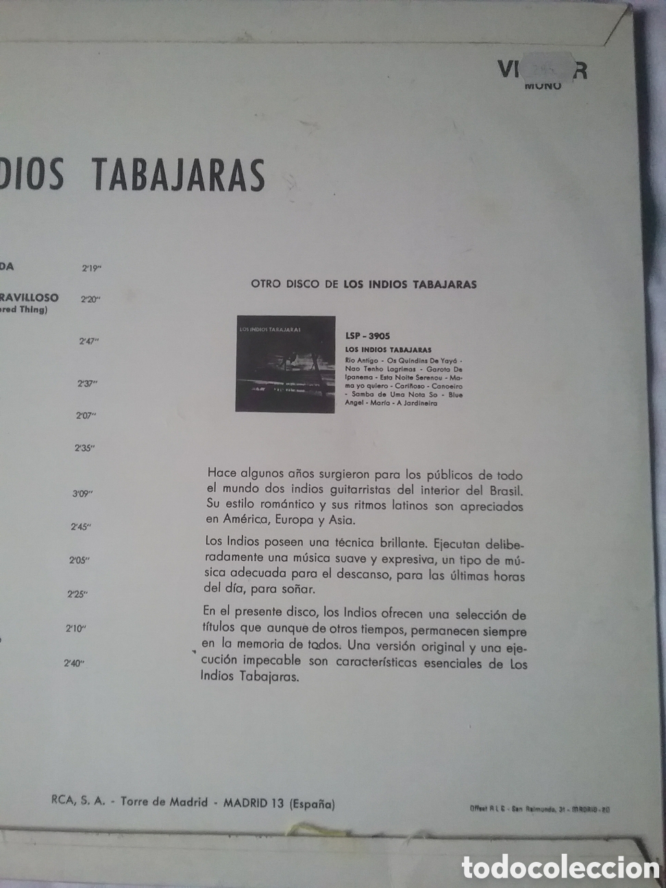 Discos de vinilo: LOS INDIOS TRABAJARAS. LP. RCA. VICTOR. 1966 - Foto 5