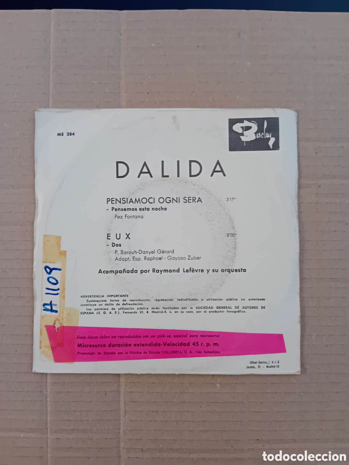 Discos de vinilo: DALIDA. PENSIAMOCI OGNI SERA - Foto 2