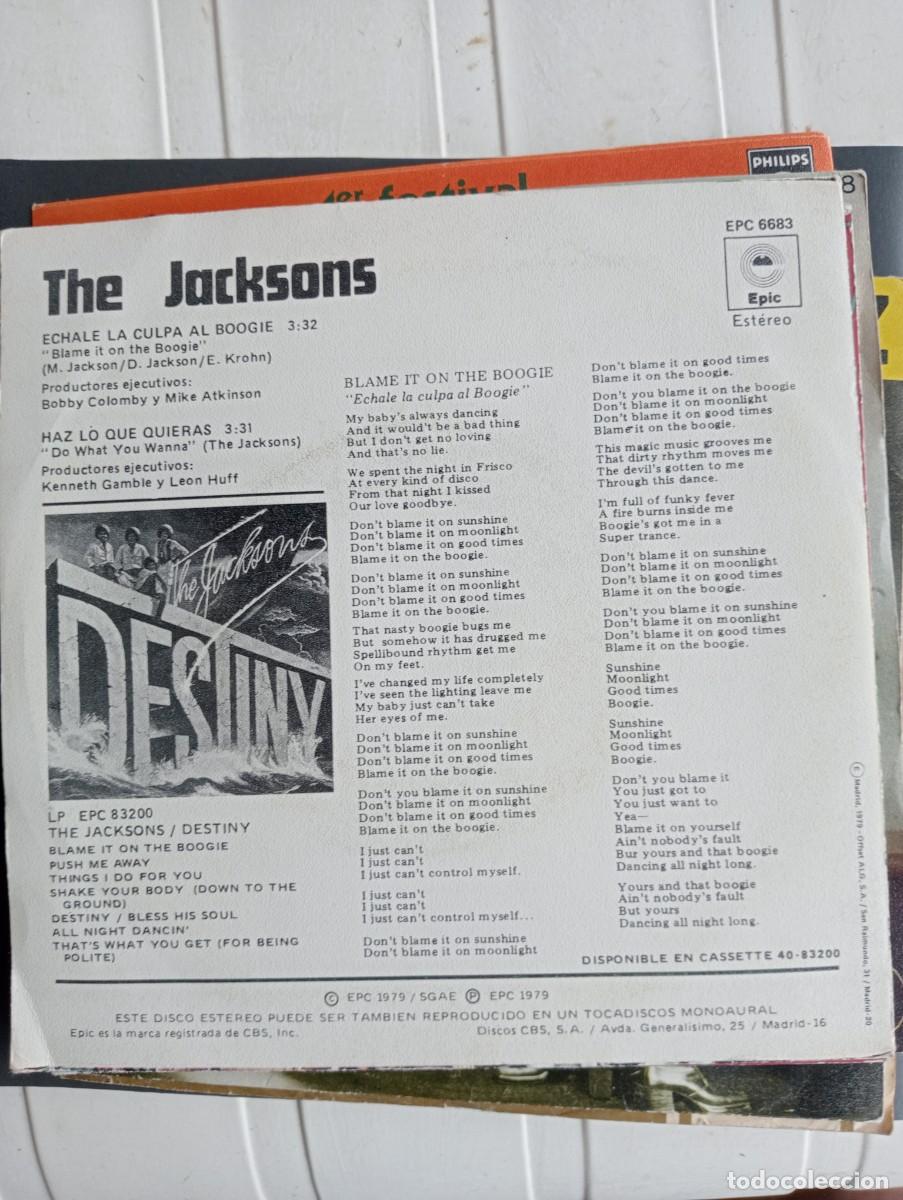 Discos de vinilo: The Jacksons - Echale La Culpa Al Boogie 7&rdquo;, Single 1979 - Foto 2