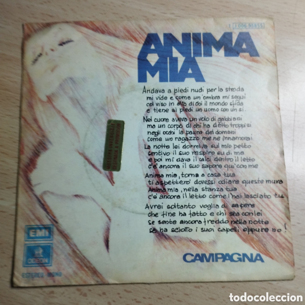 Discos de vinilo: Single 7&rdquo; PROMO Campagna 1974 anima mia + te la dico.