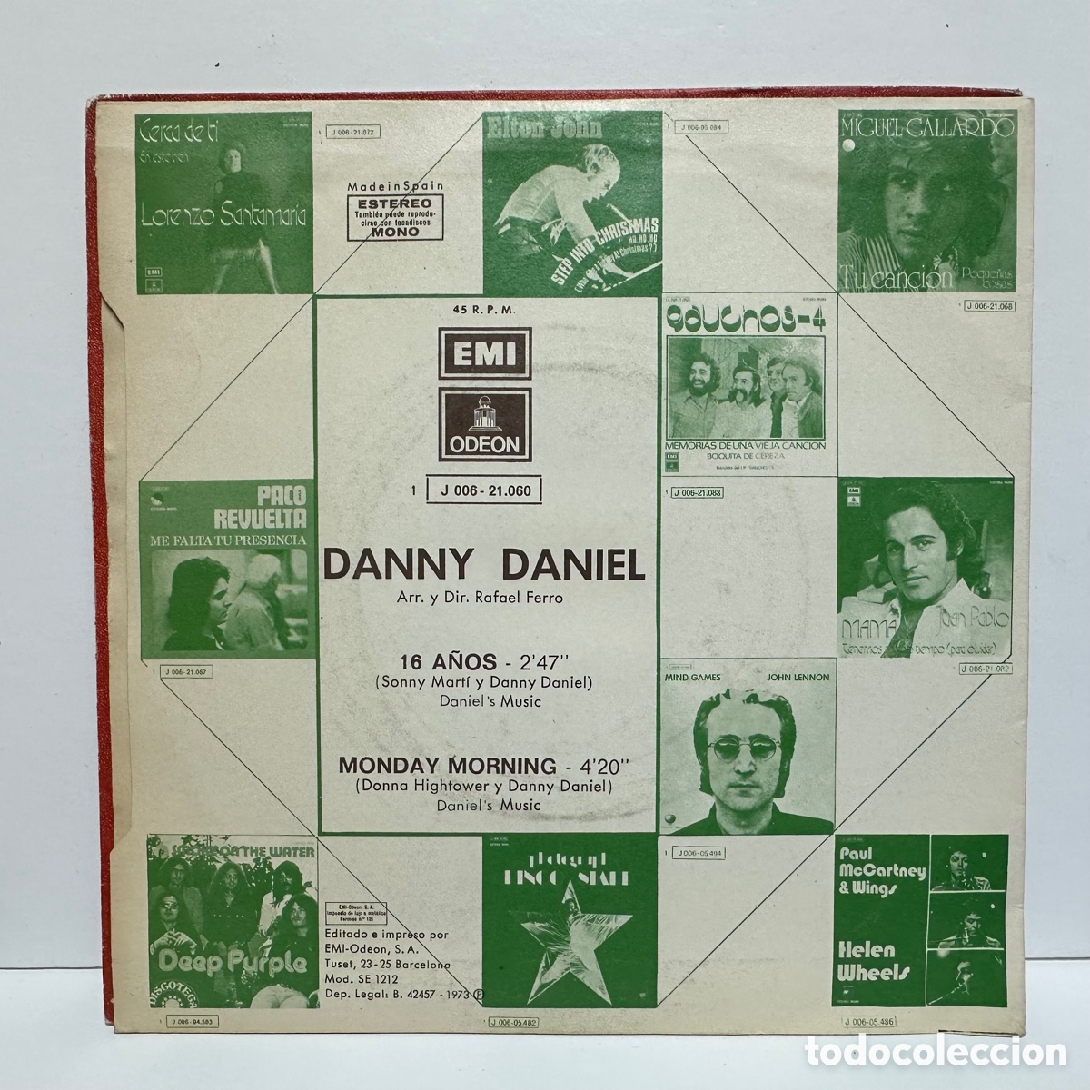 Discos de vinilo: Danny Daniel - 16 A&ntilde;os (7&rdquo;, Single) - Foto 2
