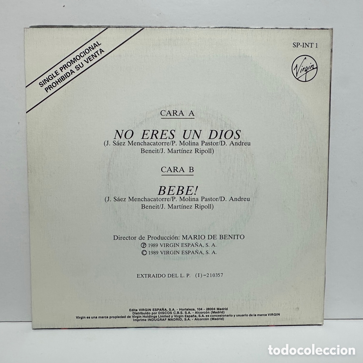 Discos de vinilo: El Interior - No Eres Un Dios (7&rdquo;, Single) - Foto 2