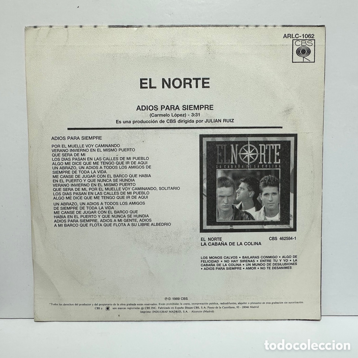 Discos de vinilo: El Norte - Adios Para Siempre (7&rdquo;, Single) - Foto 2