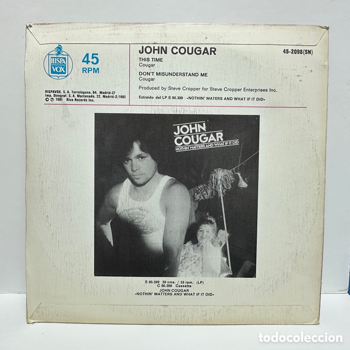 Discos de vinilo: John Cougar Mellencamp - This Time / Dont Misunderstand Me (7&rdquo;, Single) - Foto 2