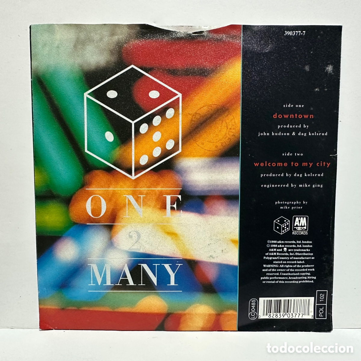 Discos de vinilo: One 2 Many - Downtown (7&rdquo;, Single) - Foto 2