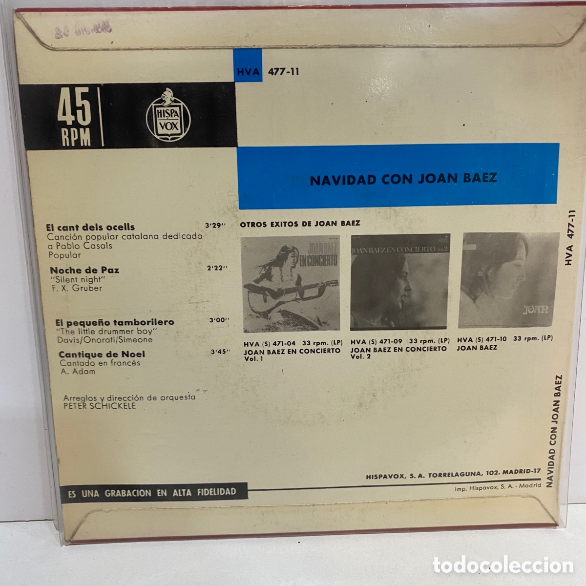 Discos de vinilo: Joan Baez - Navidad Con Joan Baez (7&rdquo;, EP) - Foto 2