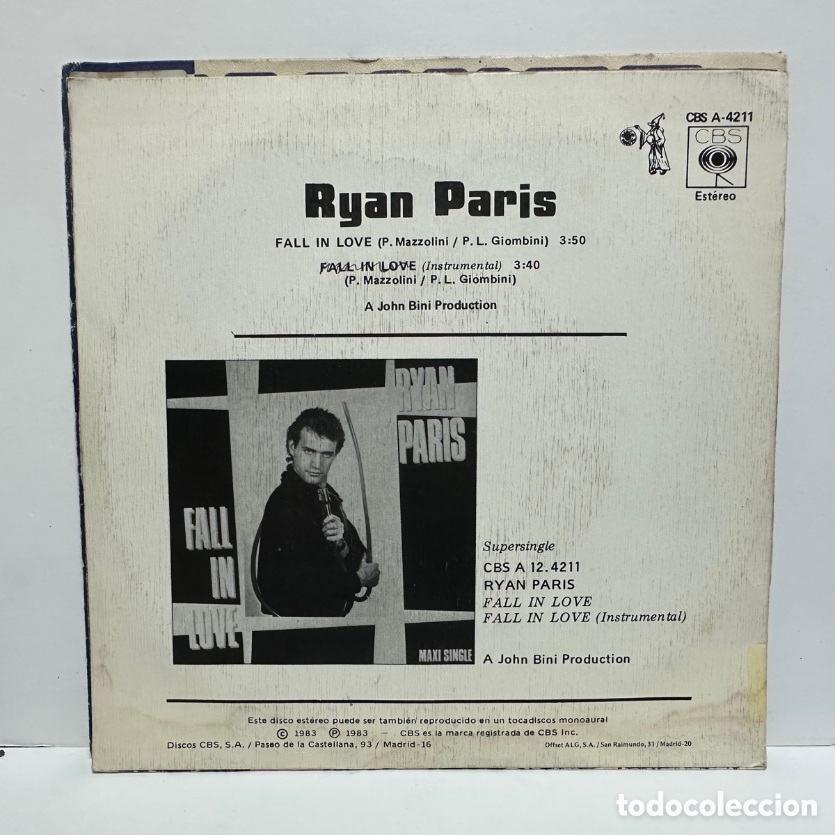 Discos de vinilo: Ryan Paris - Fall In Love (7&rdquo;, Single) - Foto 2
