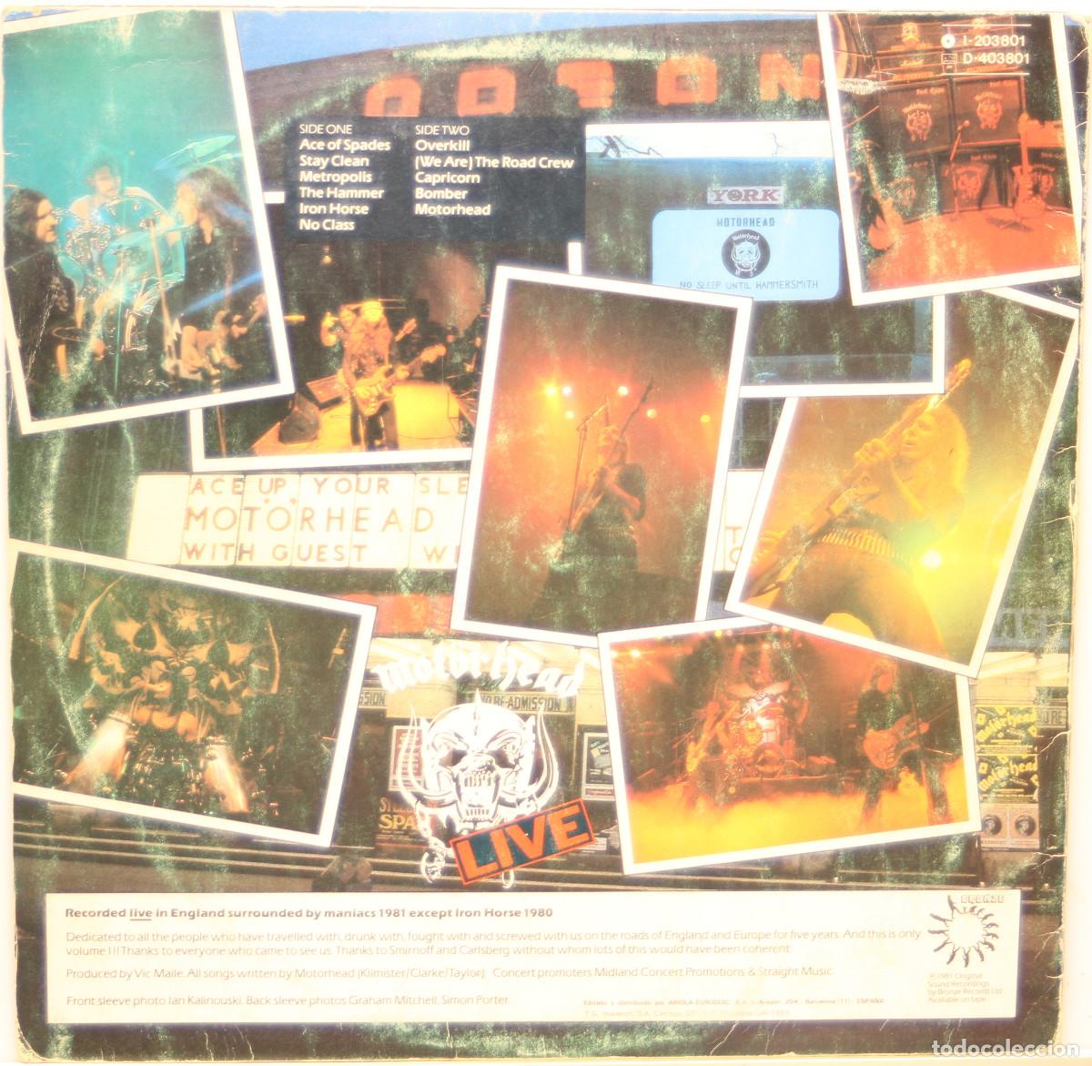 Discos de vinilo: MOTORHEAD No sleep&acute;til hammersmith LP ariola 1981 - Foto 2