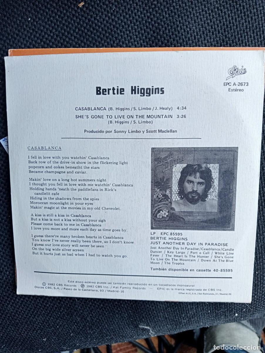 Discos de vinilo: Bertie Higgins - Casablanca 7&rdquo; Single 1982 - Foto 2