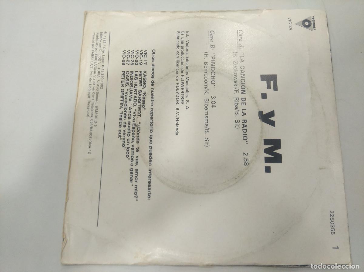 Discos de vinilo: F. Y M./LA CANCION DE LA RADIO/SINGLE. - Foto 3