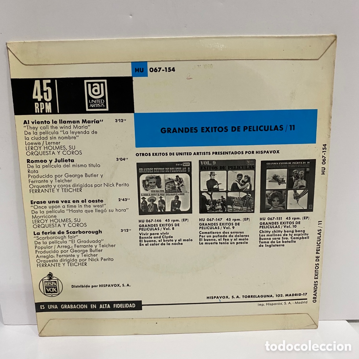 Discos de vinilo: Grandes Exitos De Peliculas Vol.11 (7&rdquo;, EP) - Foto 2