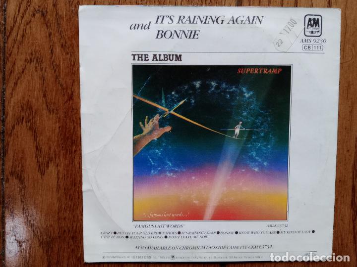 Discos de vinilo: Supertramp - its raining again + Bonnie - Foto 2