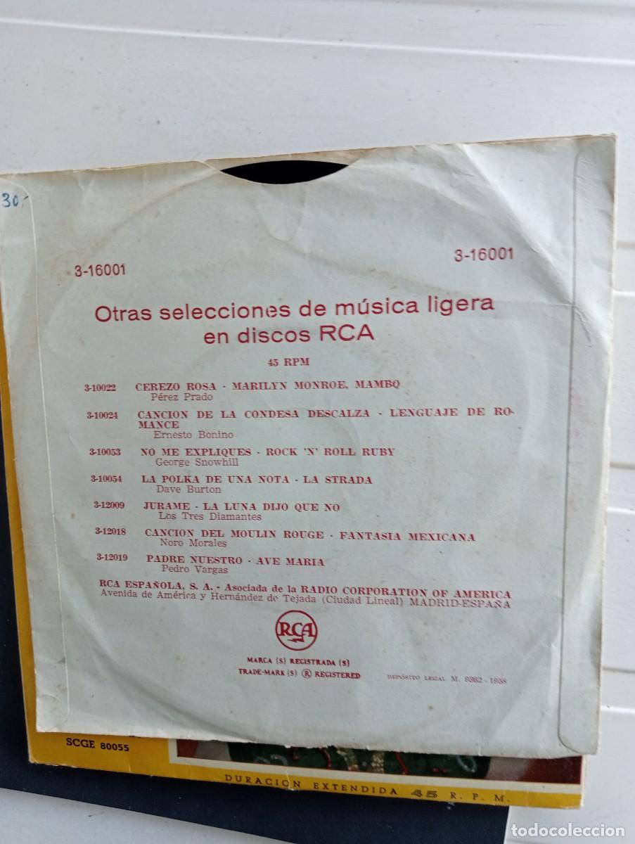Discos de vinilo: Mario Lanza - Serenata (7&rdquo;, Single) - Foto 2