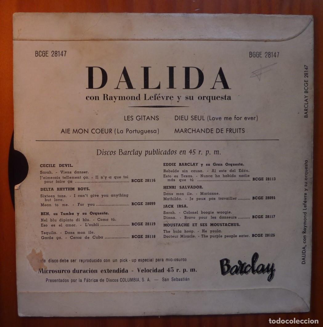Discos de vinilo: DALIDA // LES GITANS+3 // 1959 // EP - Foto 2