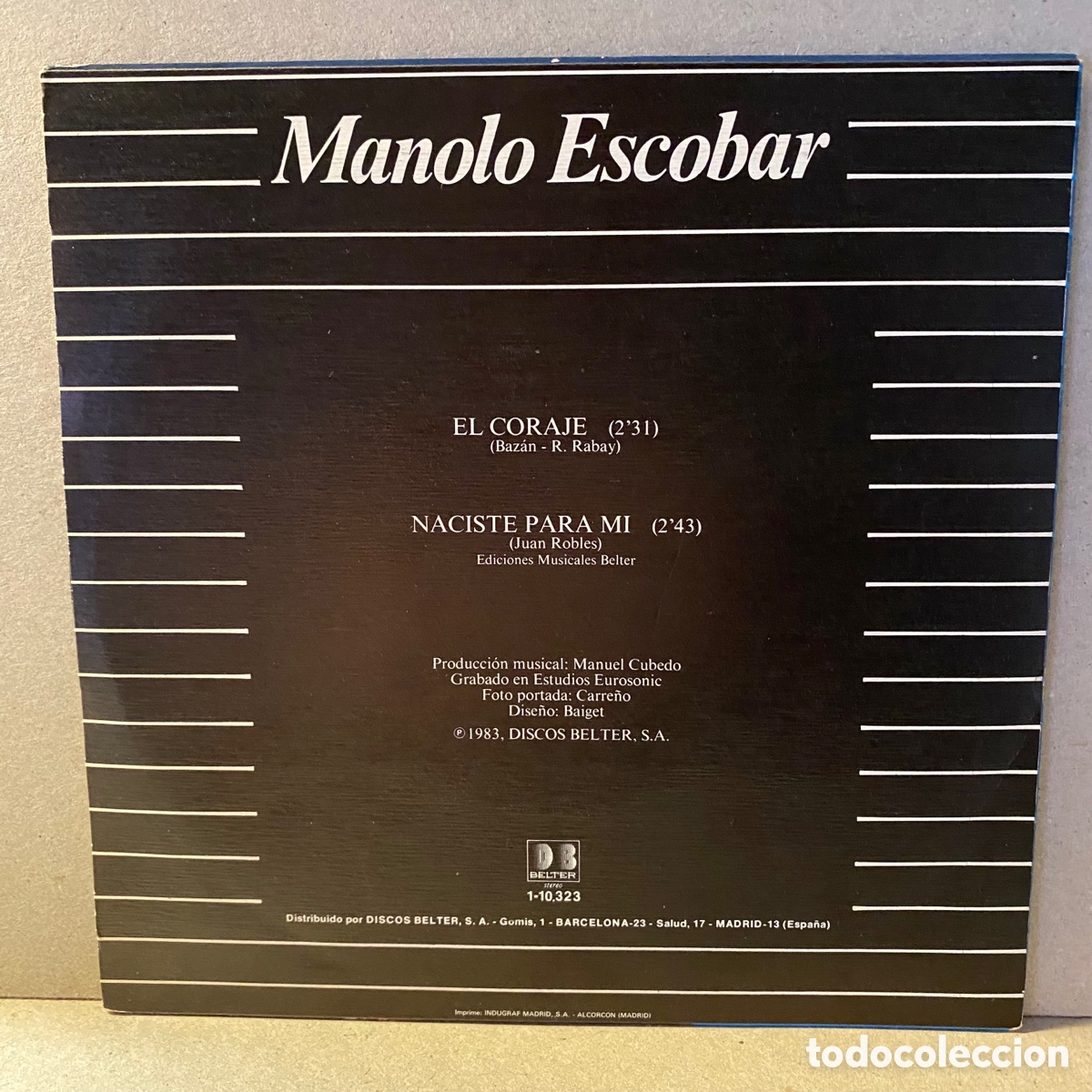 Discos de vinilo: Manolo Escobar - El Coraje (7&rdquo;, Single) - Foto 2
