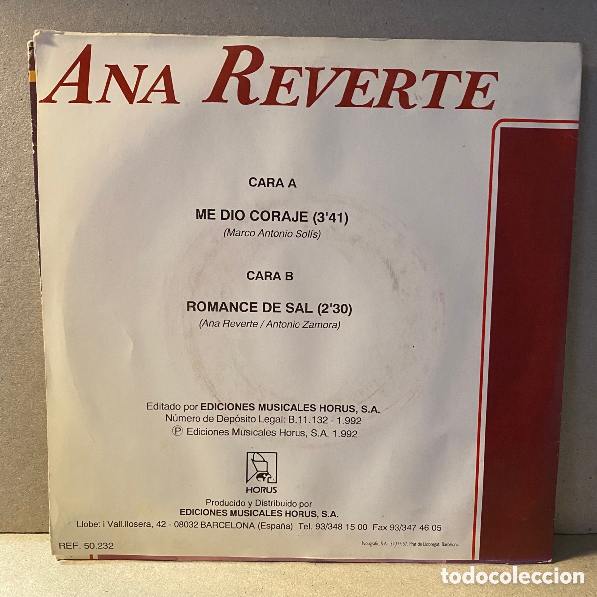 Discos de vinilo: Ana Reverte - Me Dio Coraje (7&rdquo;, Single) - Foto 2