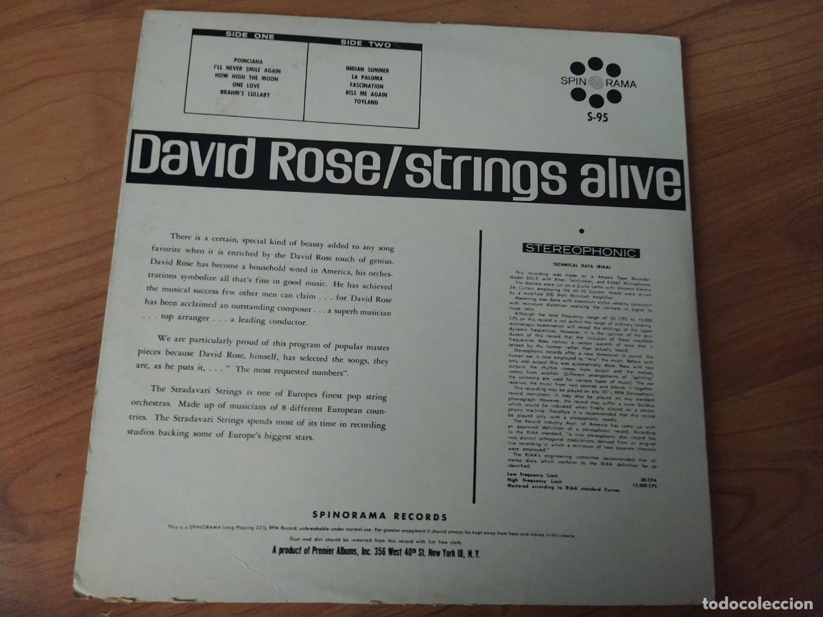 Discos de vinilo: David Rose Strings Alive Also the Fabulous Stradivari Strings lp usa - Foto 2