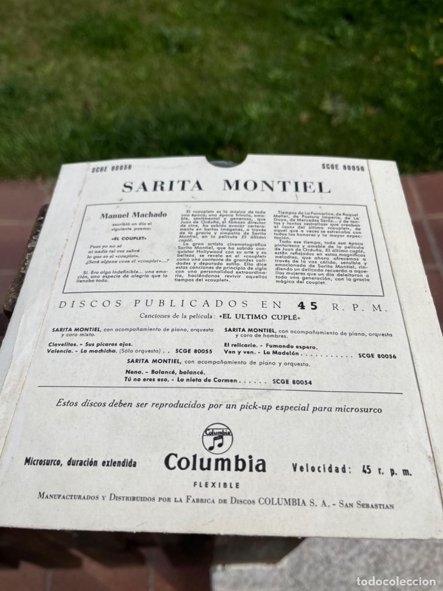 Discos de vinilo: Sara montiel, singels, El U&ntilde;timo Cuple, dedicado - Foto 5