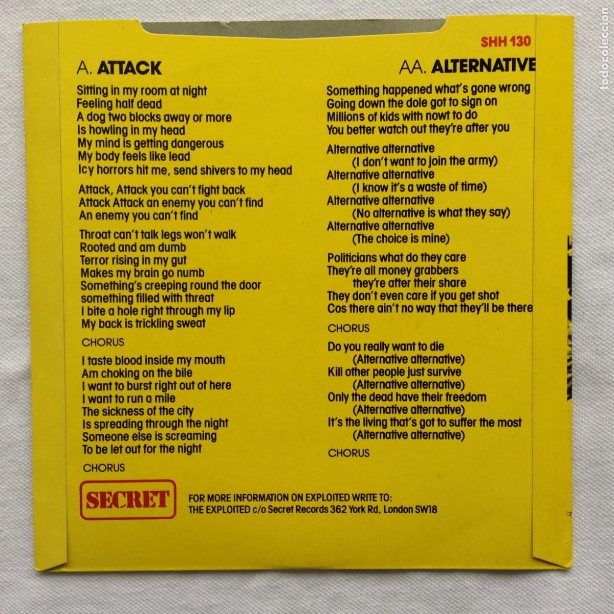 Discos de vinilo: The Exploited &lrm;&ndash; Attack / Alternative , UK 1982 Secret Records - Foto 2